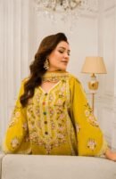 Mustard Floral Embroidered Luxury Pret