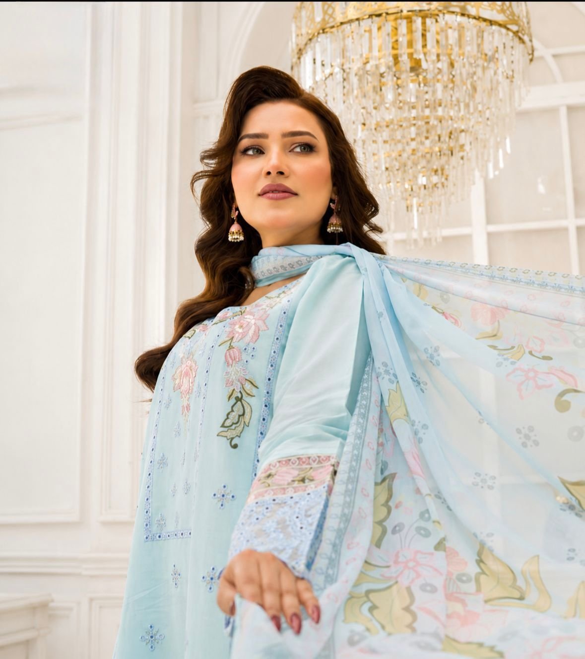 Sky Blue Embroidered Luxury - Image 3