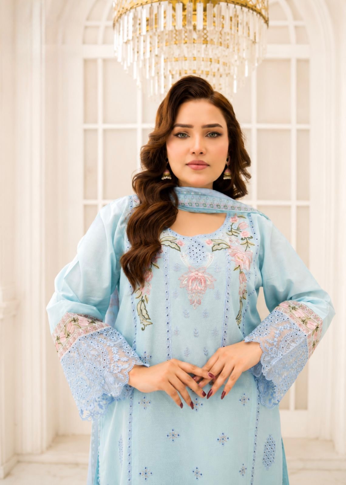 Sky Blue Embroidered Luxury - Image 2