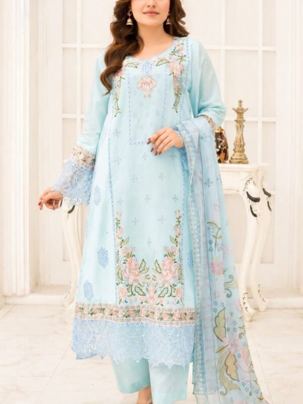 Sky Blue Embroidered Luxury